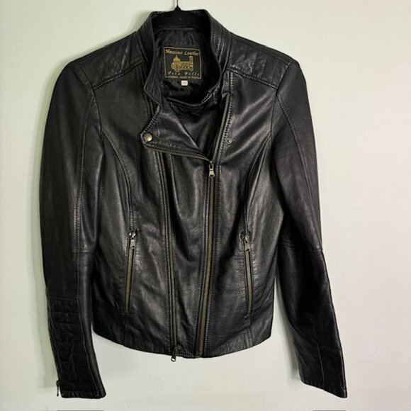 Massimo Leather Eva Style Women's Black Leather Jacket Size US 6 - Picture 1 of 7